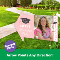 Custom Rose Gold Grad Yard Sign Arrows - 1 Ct
