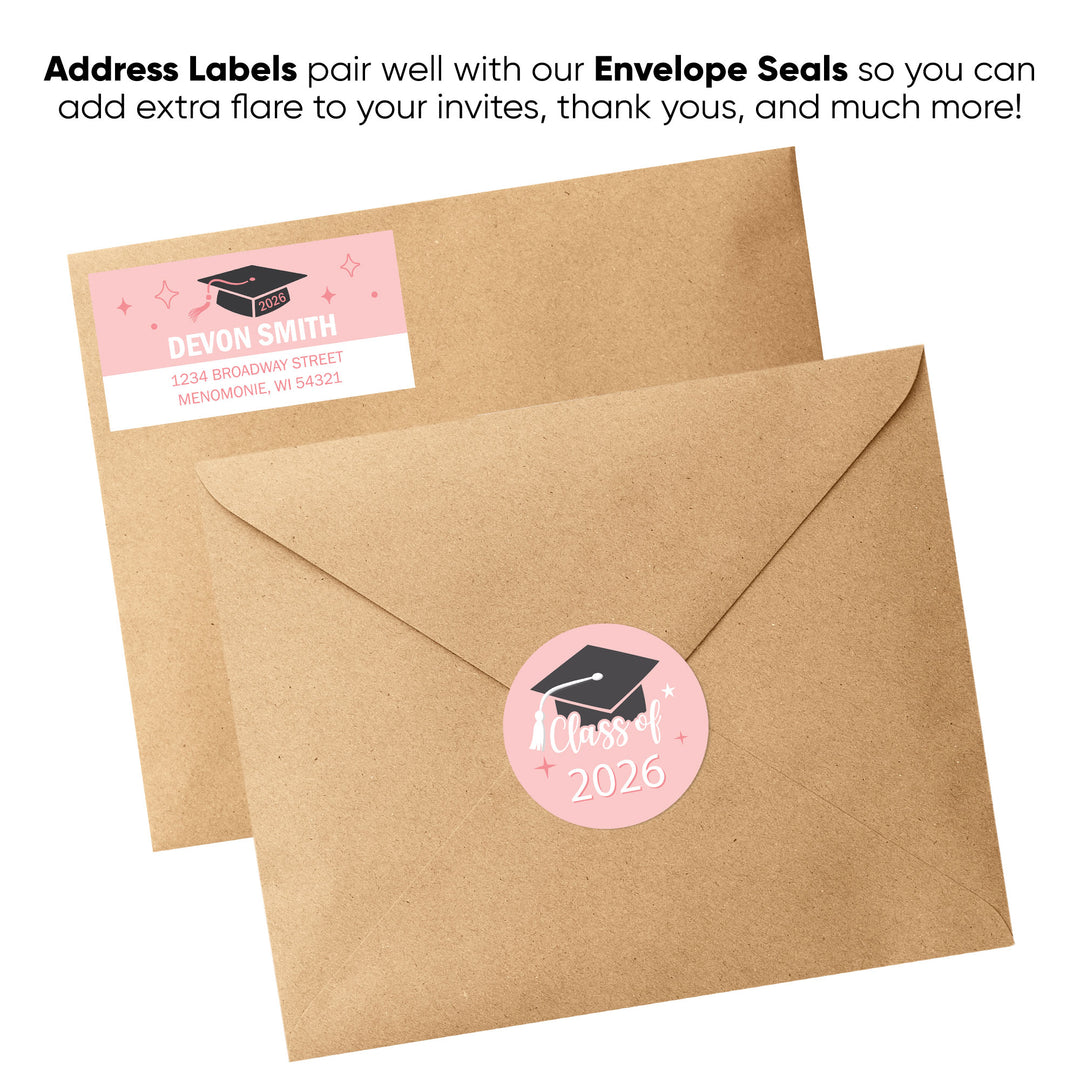 Custom Text Rose Gold Graduation Return Address Labels - 120 Ct
