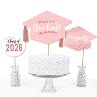 Rose Gold Grad - 2026 Graduation Party Centerpiece Sticks - Table Toppers - Set of 15