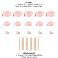Rose Gold Grad - 2026 Graduation Party Centerpiece Sticks - Table Toppers - Set of 15
