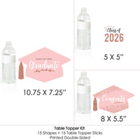 Rose Gold Grad - 2026 Graduation Party Centerpiece Sticks - Table Toppers - Set of 15