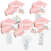 Rose Gold Grad - 2026 Graduation Party Centerpiece Sticks - Table Toppers - Set of 15