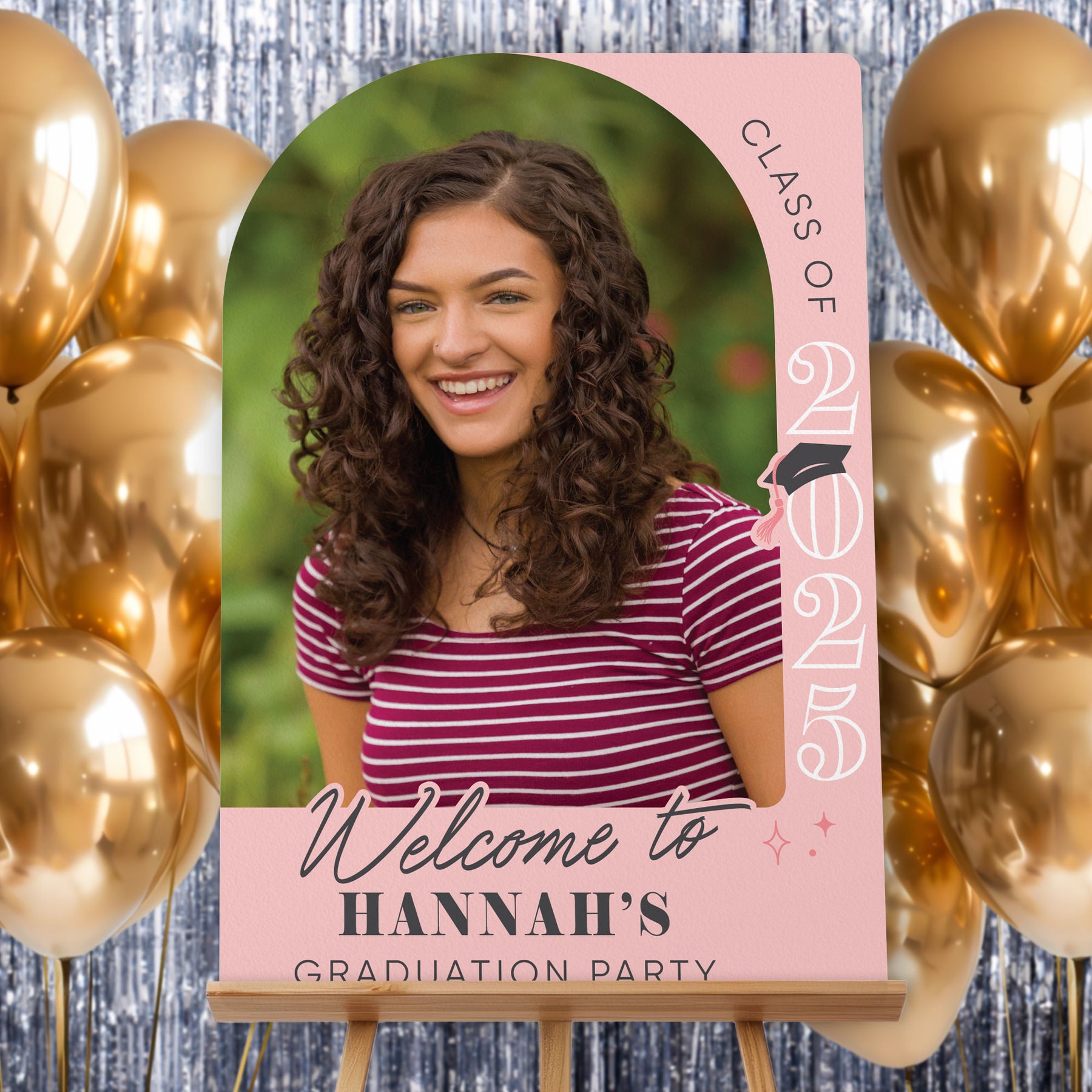Custom Photo Rose Gold Graduation Welcome Sign, Personalized Class of ...