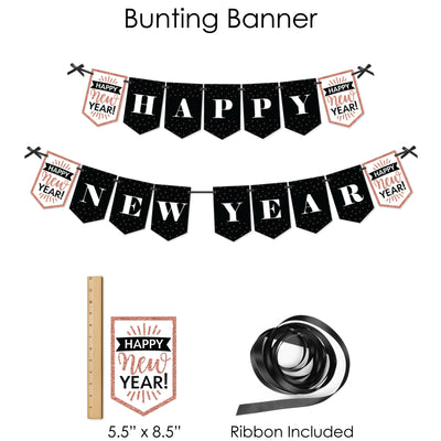 Rose Gold Happy New Year - 2024 New Year's Eve Party Supplies - Banner Decoration Kit - Fundle Bundle