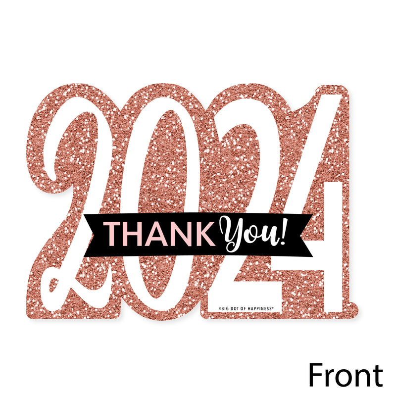 Rose Gold Happy New Year - Shaped Thank You Cards - 2024 New Year&
