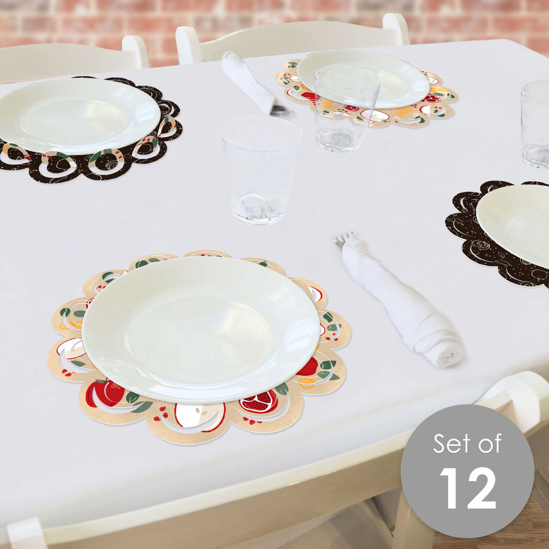 Rosh Hashanah - Jewish New Year Party Round Table Decorations - Paper Chargers - Place Setting For 12