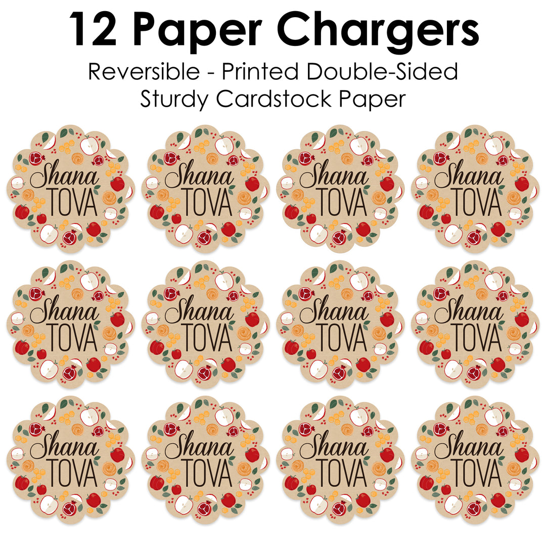 Rosh Hashanah - Jewish New Year Party Round Table Decorations - Paper Chargers - Place Setting For 12
