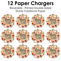 Rosh Hashanah - Jewish New Year Party Round Table Decorations - Paper Chargers - Place Setting For 12