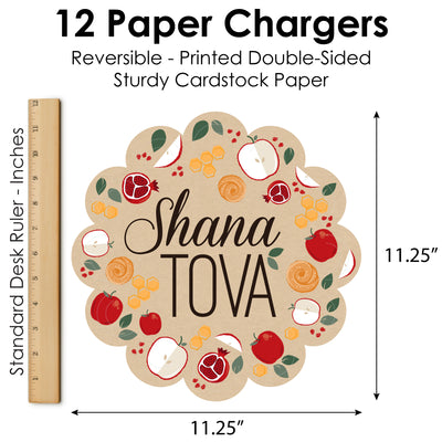 Rosh Hashanah - Jewish New Year Party Round Table Decorations - Paper Chargers - Place Setting For 12