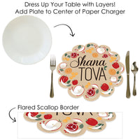 Rosh Hashanah - Jewish New Year Party Round Table Decorations - Paper Chargers - Place Setting For 12