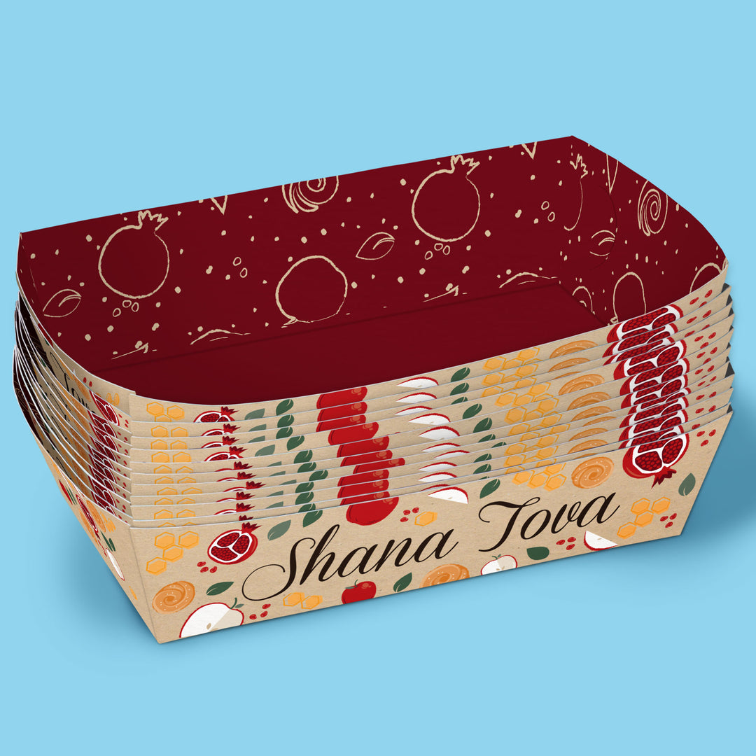 Rosh Hashanah Paper Food Trays - 12 Ct