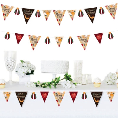 Rosh Hashanah - DIY Jewish New Year Party Pennant Garland Decoration - Triangle Banner - 30 Pieces
