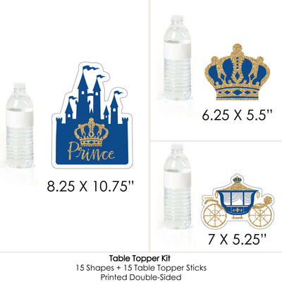 Royal Prince Charming - Baby Shower or Birthday Party Centerpiece Sticks - Table Toppers - Set of 15