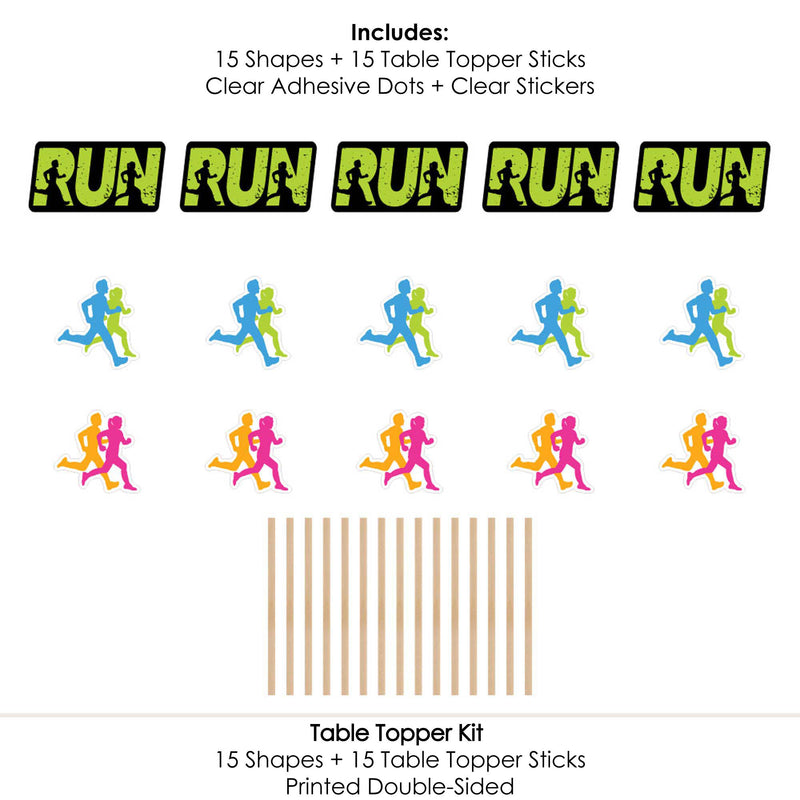 Set The Pace - Running - Track, Cross Country or Marathon Party Centerpiece Sticks - Table Toppers - Set of 15