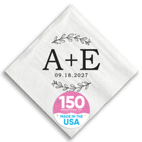 Custom Text Napkins - Rustic Leaves Monogram