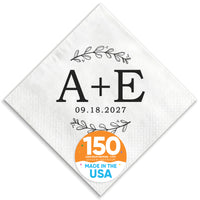 Custom Text Napkins - Rustic Leaves Monogram