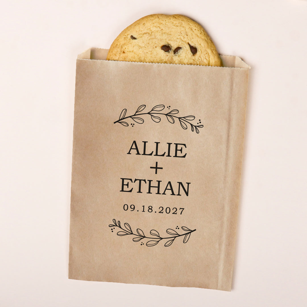 Custom Text Paper Treat Bags - Rustic Leaves