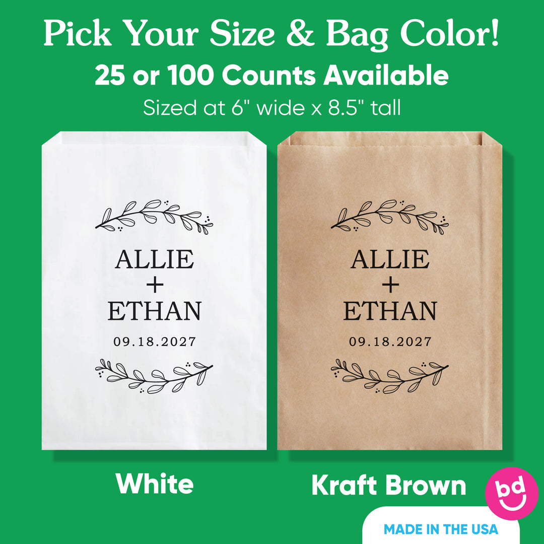 Custom Text Paper Treat Bags - Rustic Leaves