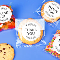 Rustic Wedding Thank You Stickers & Clear Cookie Bags - 25 Ct