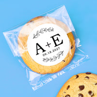 Custom Text Stickers & Clear Cookie Bags -  Rustic Leaves