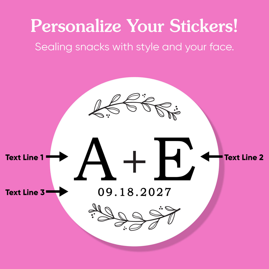 Custom Text Stickers & Clear Cookie Bags -  Rustic Leaves