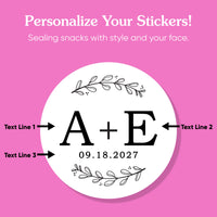 Custom Text Stickers & Clear Cookie Bags -  Rustic Leaves