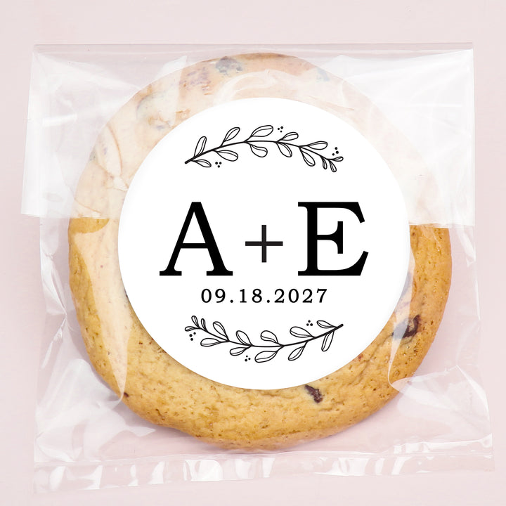 Custom Text Stickers & Clear Cookie Bags -  Rustic Leaves