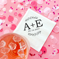Custom Text Napkins - Rustic Leaves Monogram