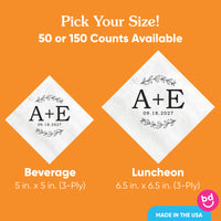 Custom Text Napkins - Rustic Leaves Monogram