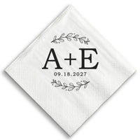 Custom Text Napkins - Rustic Leaves Monogram
