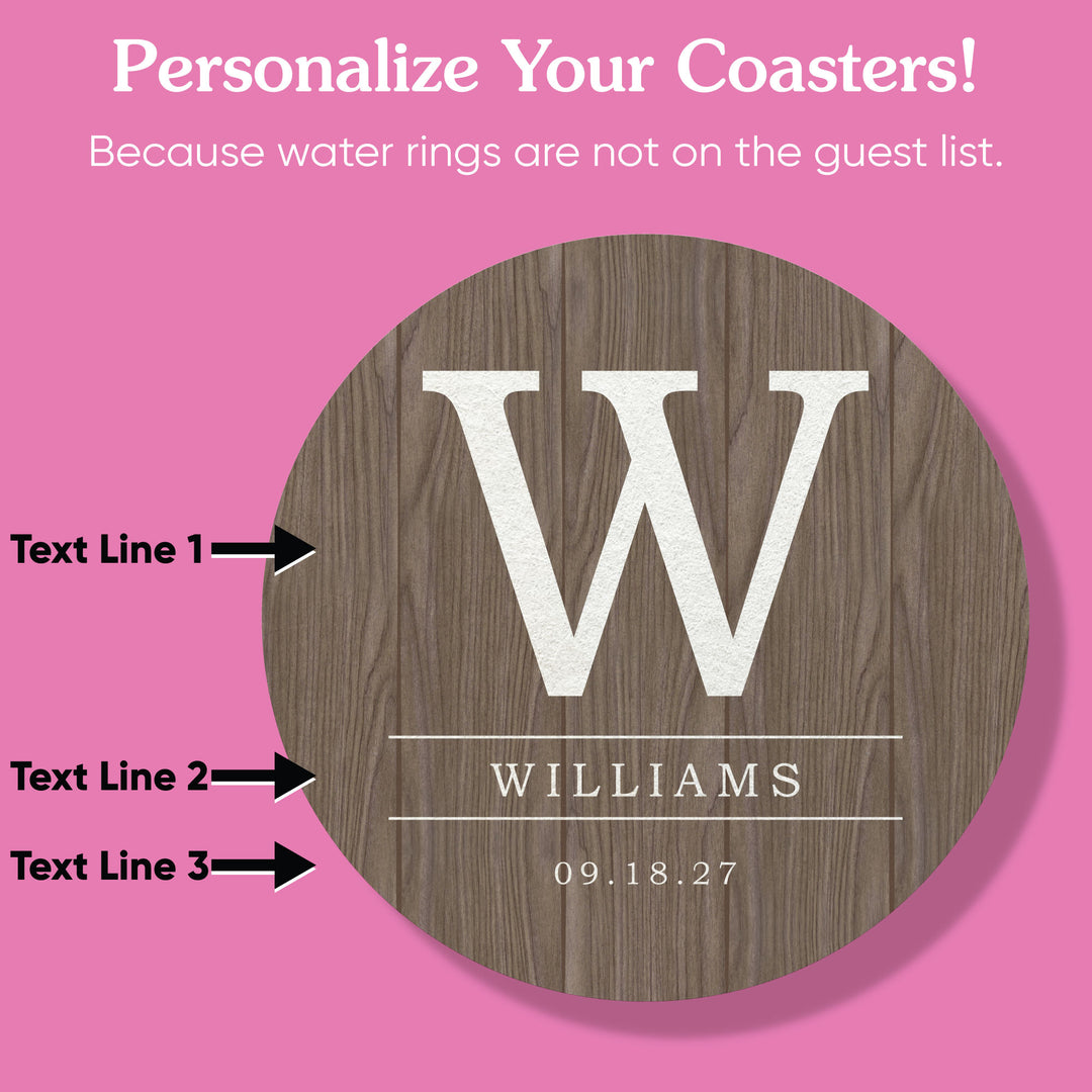 Custom Text Coasters - Rustic
