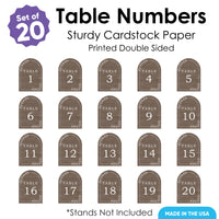 Rustic Wedding Table Numbers - 20 Ct