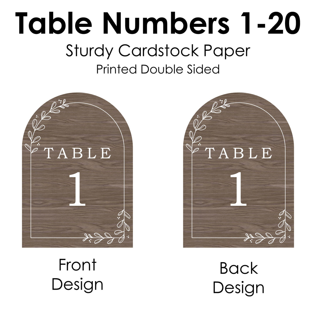 Rustic Wedding Table Numbers - 20 Ct