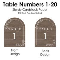 Rustic Wedding Table Numbers - 20 Ct