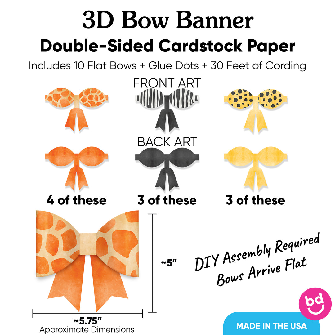 Safari Animals - 3D Bow Banner