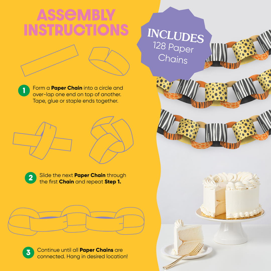 Safari Animals DIY Paper Chains - 128 Pc