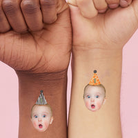 Safari birthday party guests wearing custom face tattoos