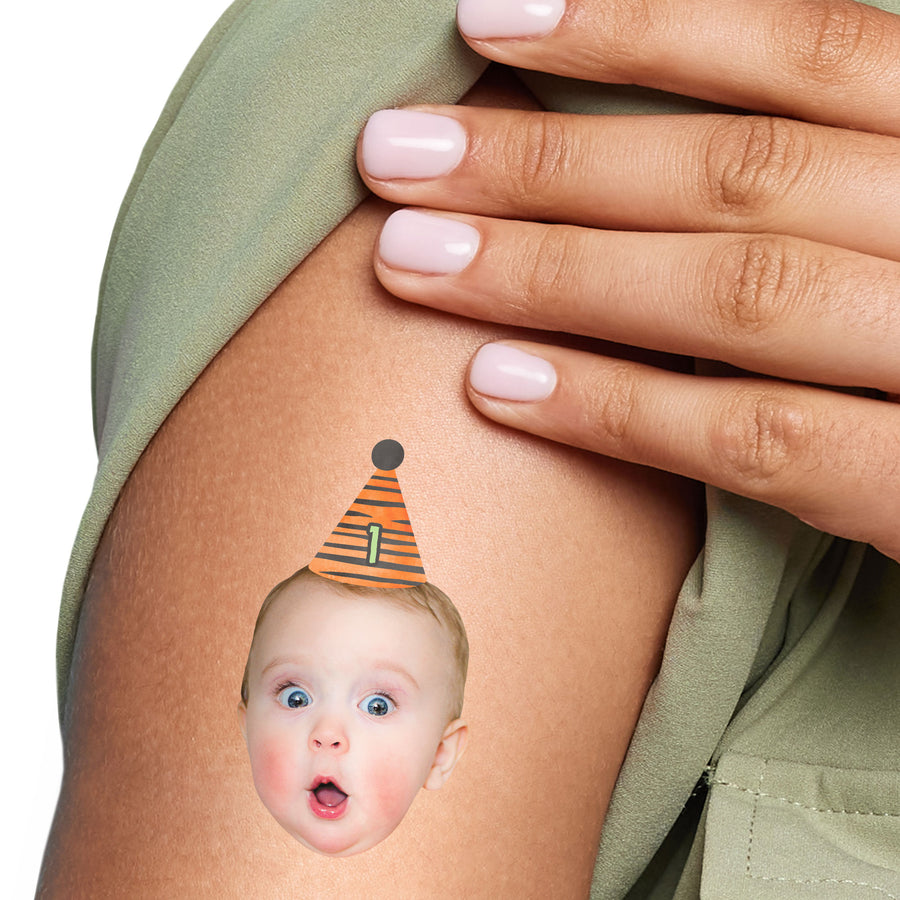 Custom safari face temporary tattoos with animal print hats