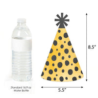 8 assorted animal print cone hats for birthday party