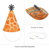Safari cone party hat with elastic string attachment