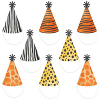 Giraffe zebra tiger and cheetah print birthday hats