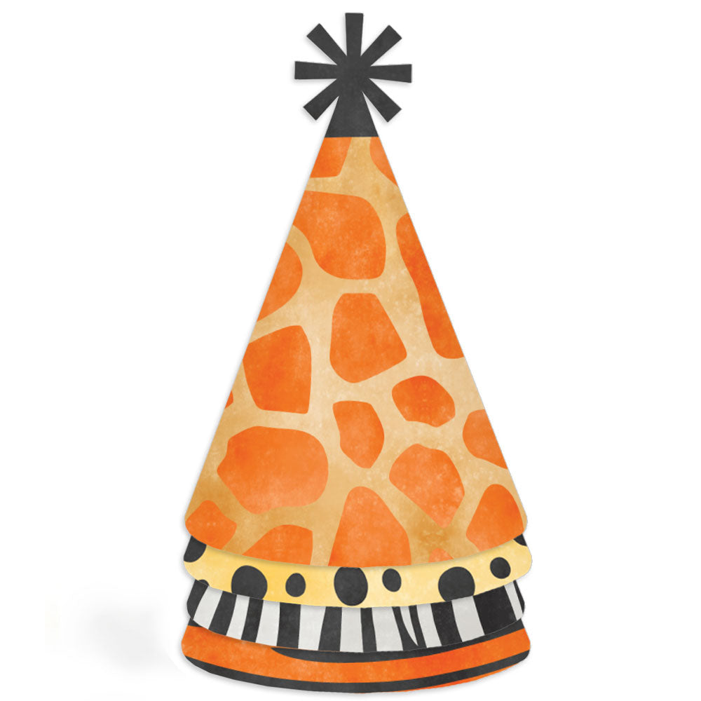 Safari animal print cone party hats set of 8