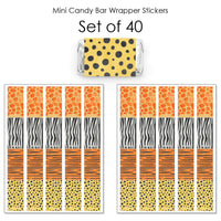 Animal print mini candy bar wrapper stickers set of 40
