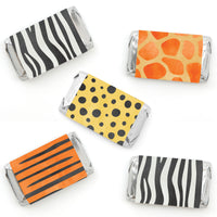 Giraffe, zebra, tiger and cheetah mini candy bar labels