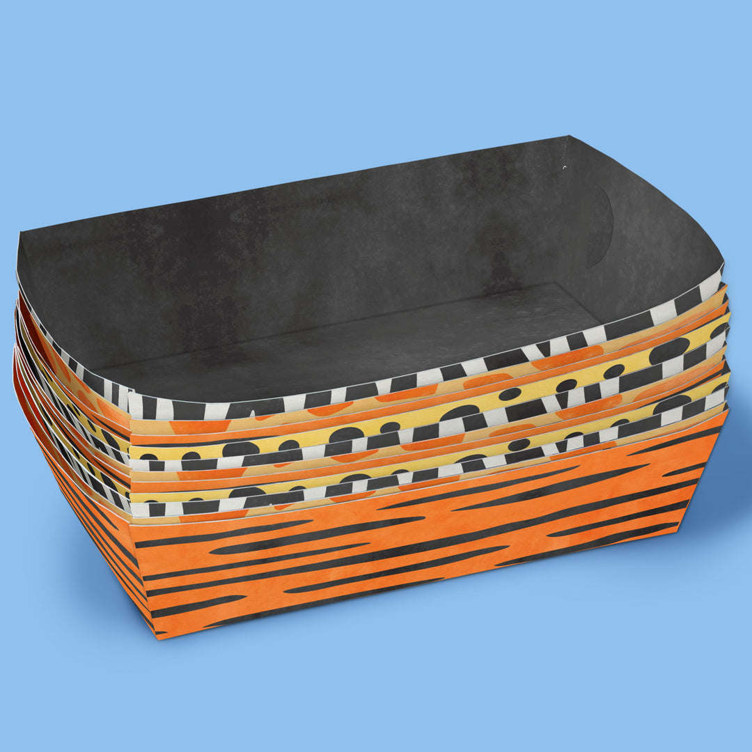12 pack animal print disposable party food boats