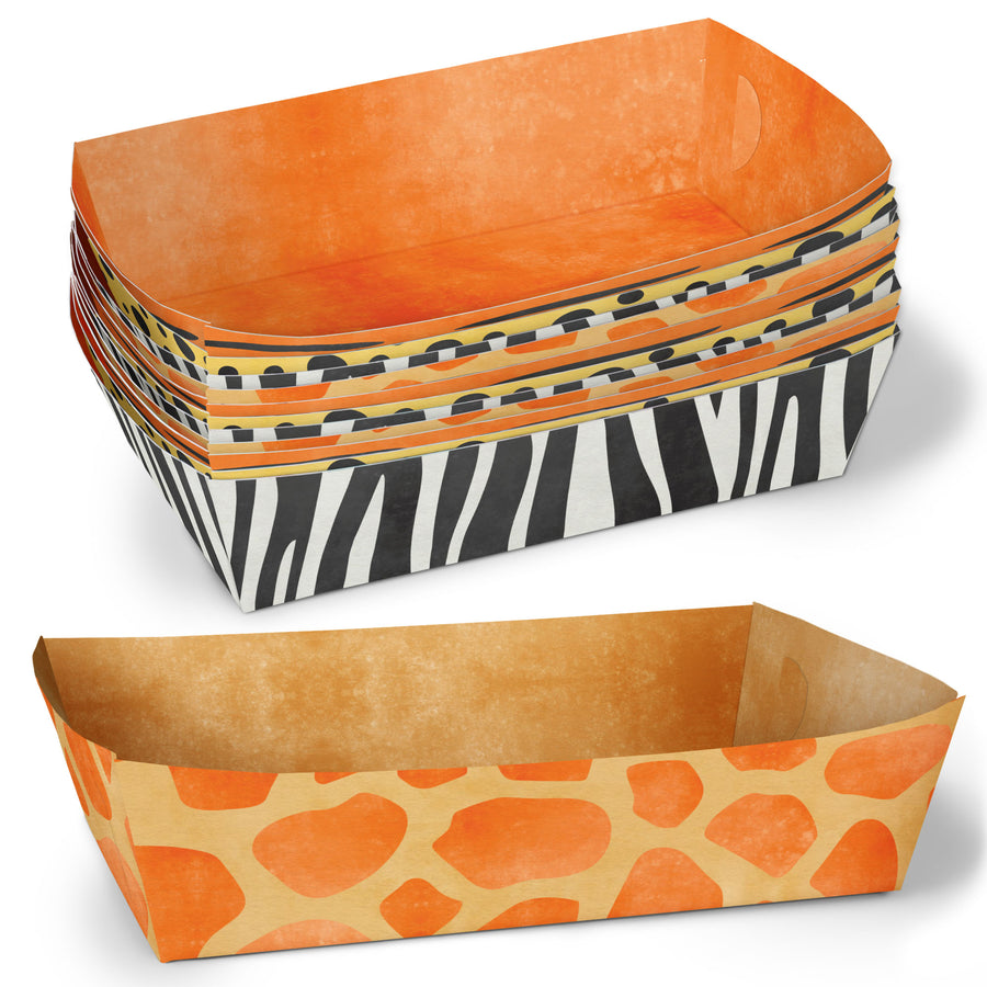 Assorted animal print paper food trays set of 12