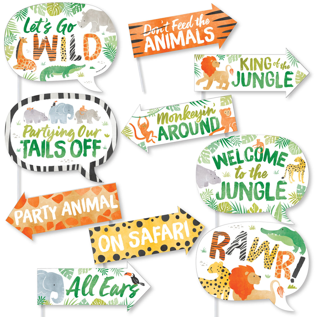 Funny safari photo booth props set of 10
