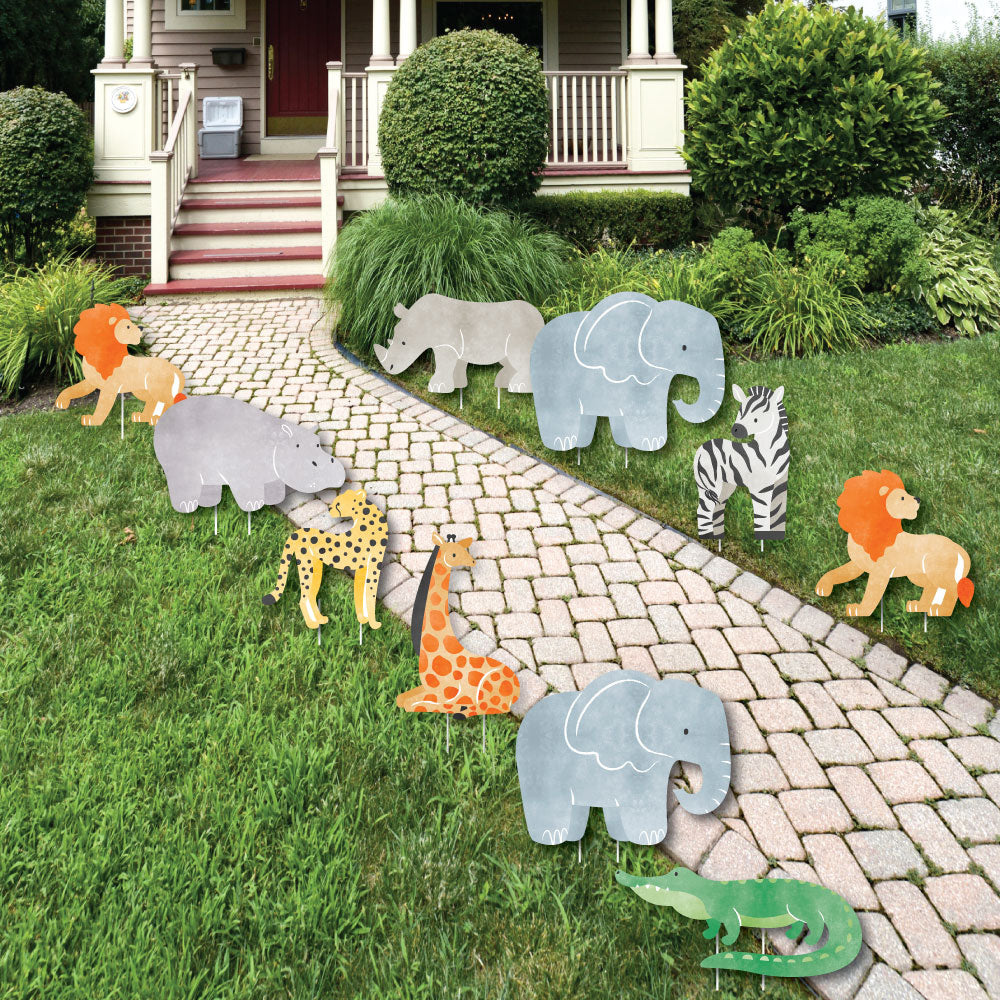 Safari animals yard signs lawn decoration set of 10