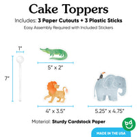 3 count safari cake topper set with sticks