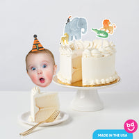 Wild one birthday cake with safari topper